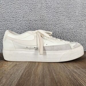 Nike Blazer‎ Low Platform Women's 9.5 Sneakers Off White Leather Suede Shoes